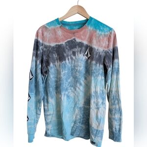 Volcom Turquoise and Pink Tie-Dye Shirt